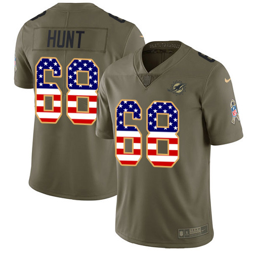 Nike Miami Dolphins #68 Robert Hunt Olive USA Flag Youth Stitched NFL Limited 2017 Salute To Service Jersey->youth nfl jersey->Youth Jersey